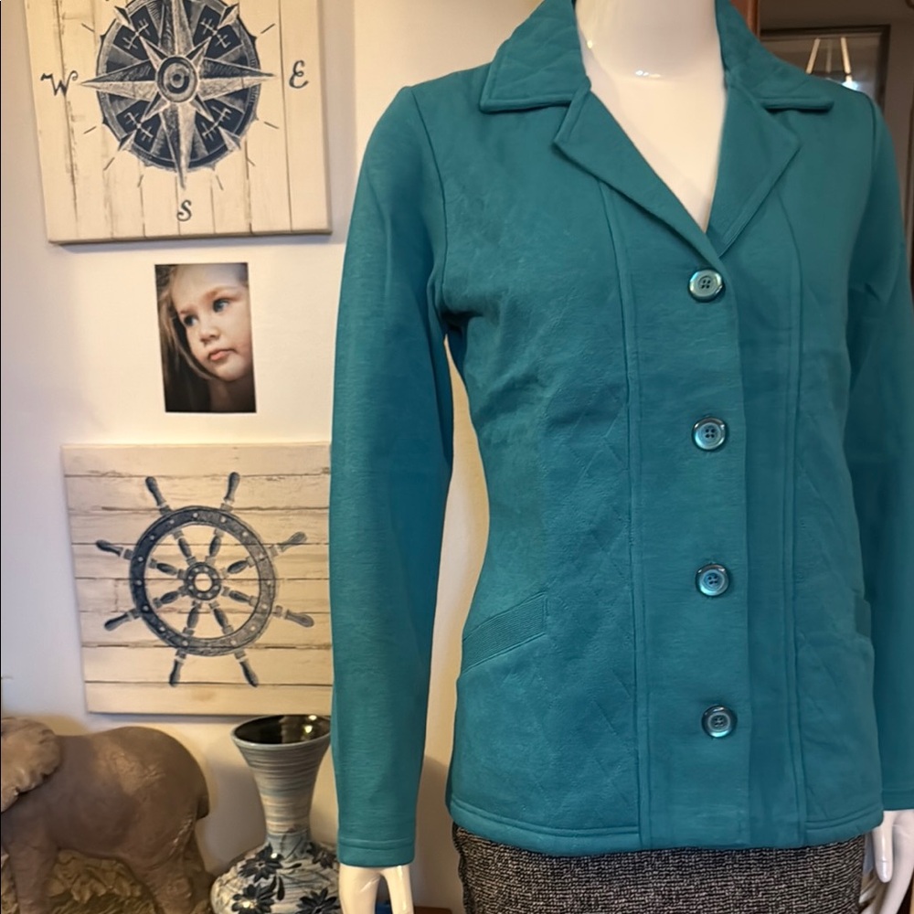 NWT northern reflections size small teal Blazer with Tailored Fit n Notch Lapel